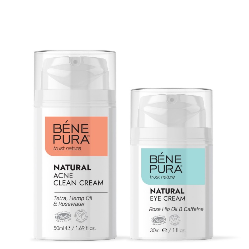 Околоочен крем с Масло от Шипка и Кофеин и Крем за лице против Акне с Розова вода и Смрадлика - GMC