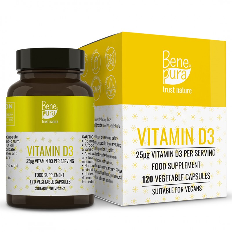 Витамин Д3 1000IU Хранителна добавка - 120 Капсули - Витамини