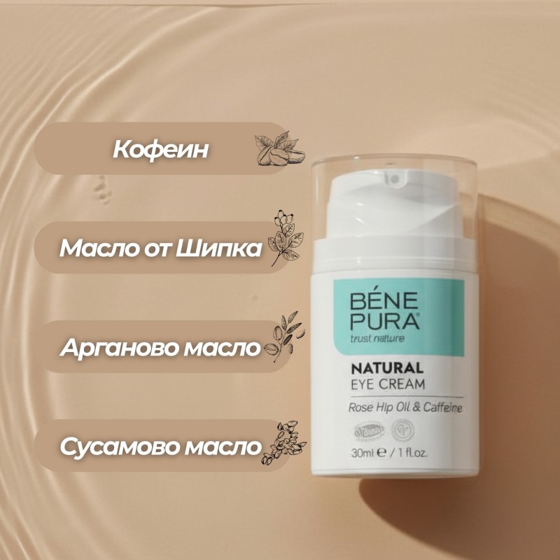 Околоочен крем с Масло от Шипка и Кофеин - 30мл