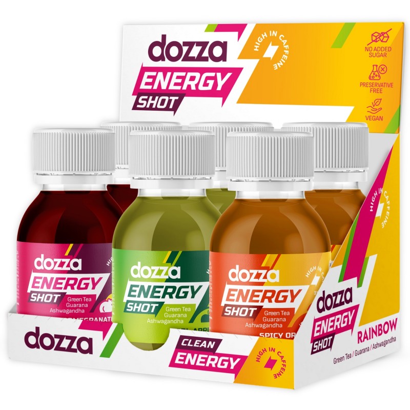 6x Pack DOZZA Energy Енергийни шотове Rainbow Pack - 60мл - Сравняване на продукти